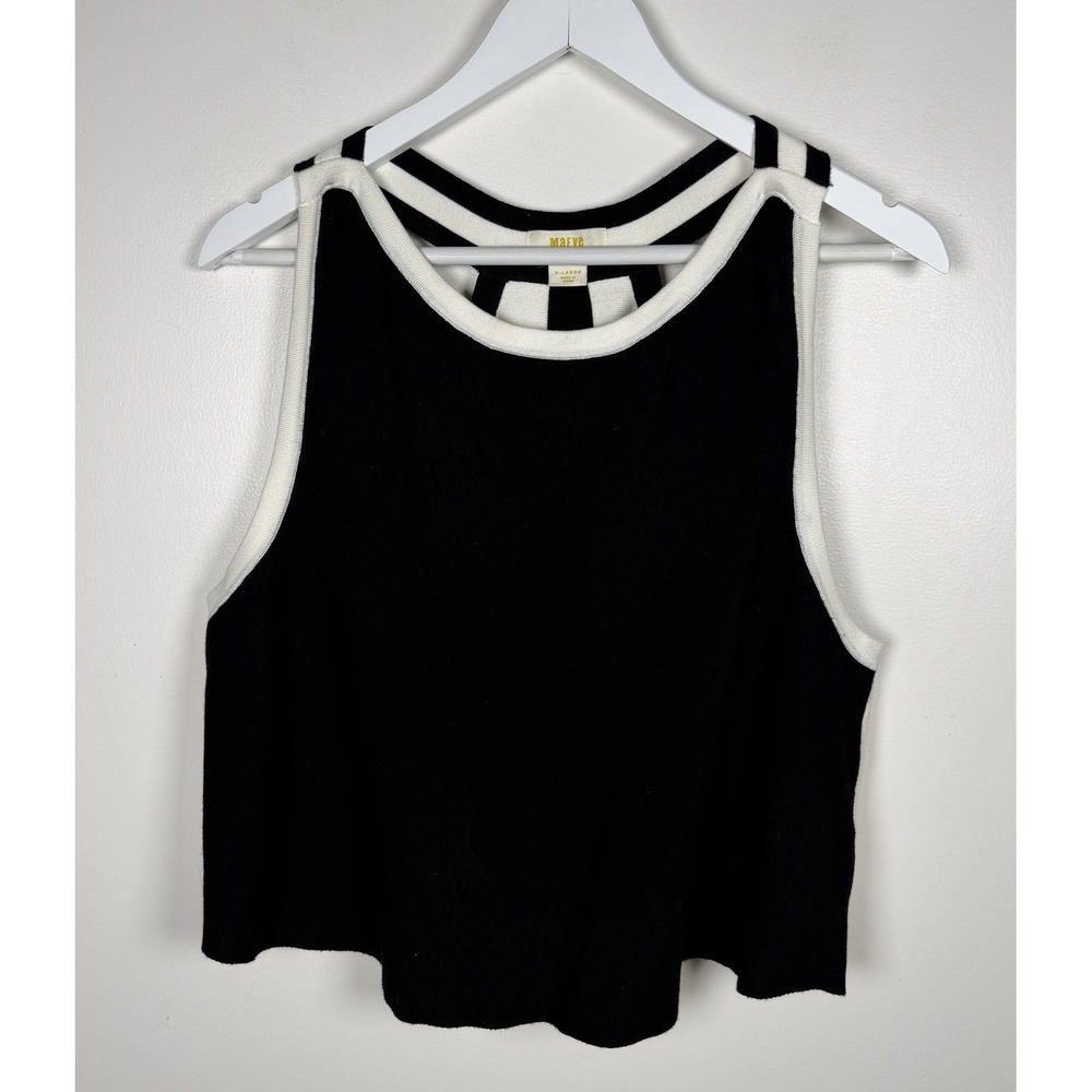 Anthropologie Maeve Open Back Swing Knit Sweater Tank Size XL Black & White - Picture 5 of 12